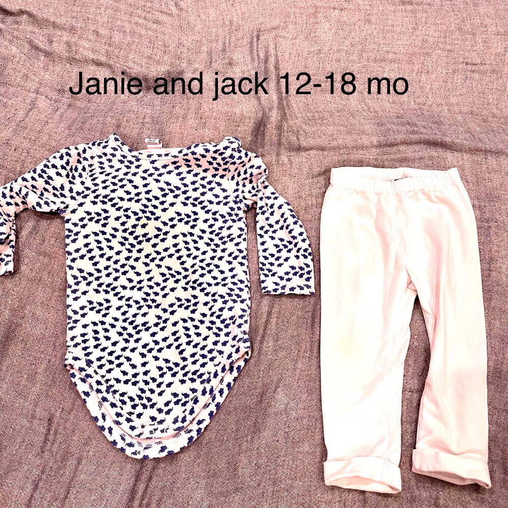 Janie and Jack onesie with white leggings